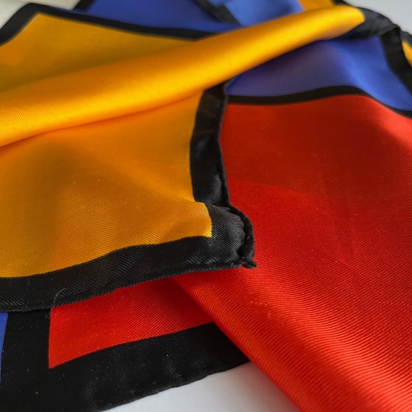 Miss Dior 100% Silk Vintage Geometric Colour Block Scarf - 22” x 22” - Picture 7 of 8